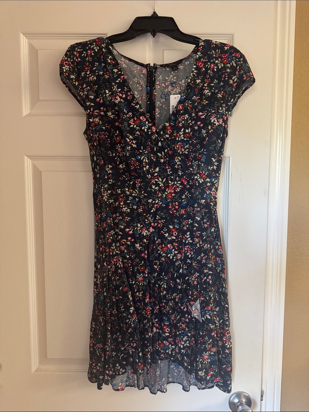 J.Crew Ruffle-Front Mini Faux Wrap Dress in Tapestry Blue Floral